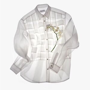 Sheer White Button-Down Shirt - Lightweight Women's Top